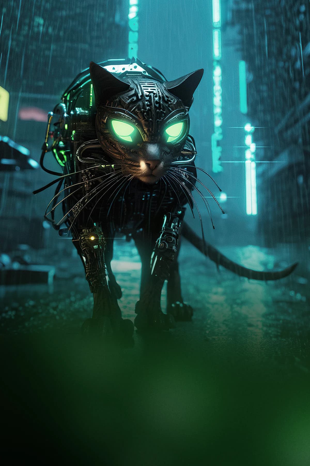 Cyberpunk cat girls! Generated in Stable Diffusion using Loopback